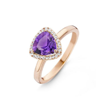Bague or rose, Améthyste et Diamants