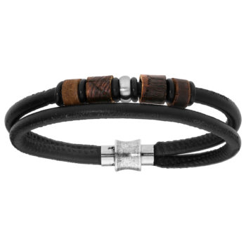Bracelet cuir et perles bois