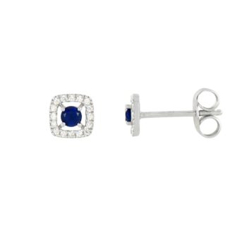 Boucles d'oreilles or blanc Saphirs et Diamants