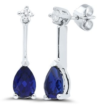 Boucles d'oreilles or blanc Saphirs et Diamants