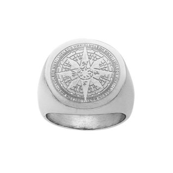 Bague acier gravure Globe Trotter