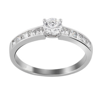 Solitaire accompagné or blanc 0.20ct