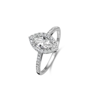 Solitaire or blanc diamant navette 0.51ct