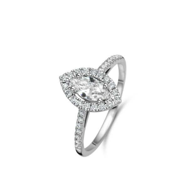 DIAMANT TAILLE NAVETTE OU MARQUISE BAGUE DE FIANCAILLES