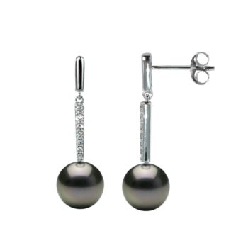 Boucles d'oreilles or blanc Perles de Tahiti et diamants