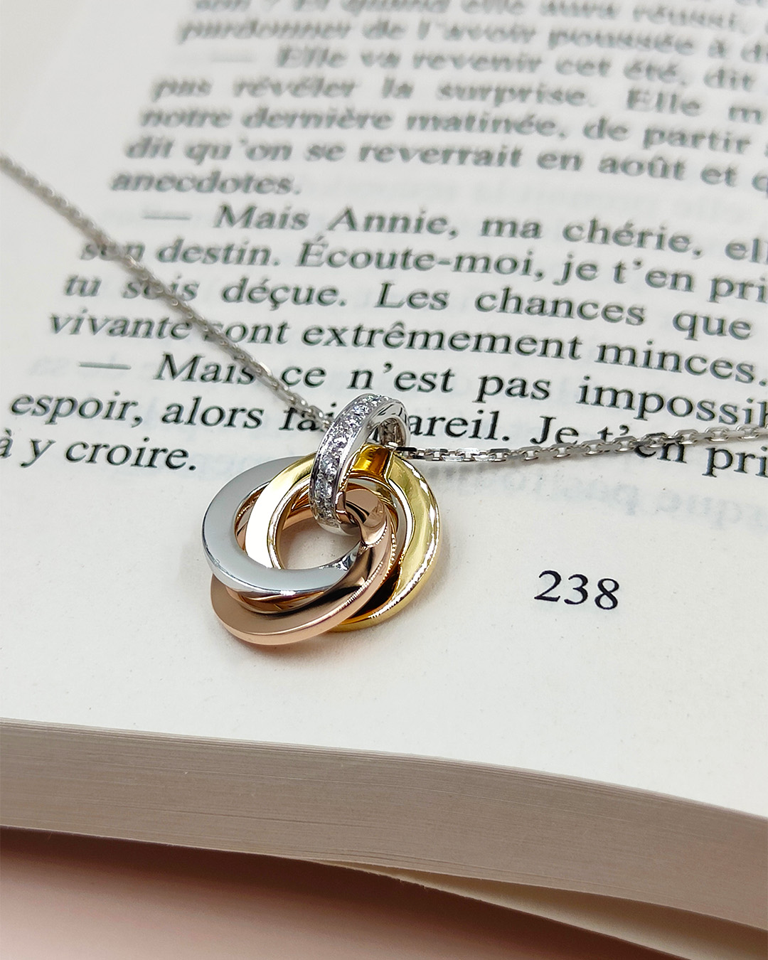 Pendentif 3 anneaux diamants Bijouterie Mohedano Joaillerie Made in France