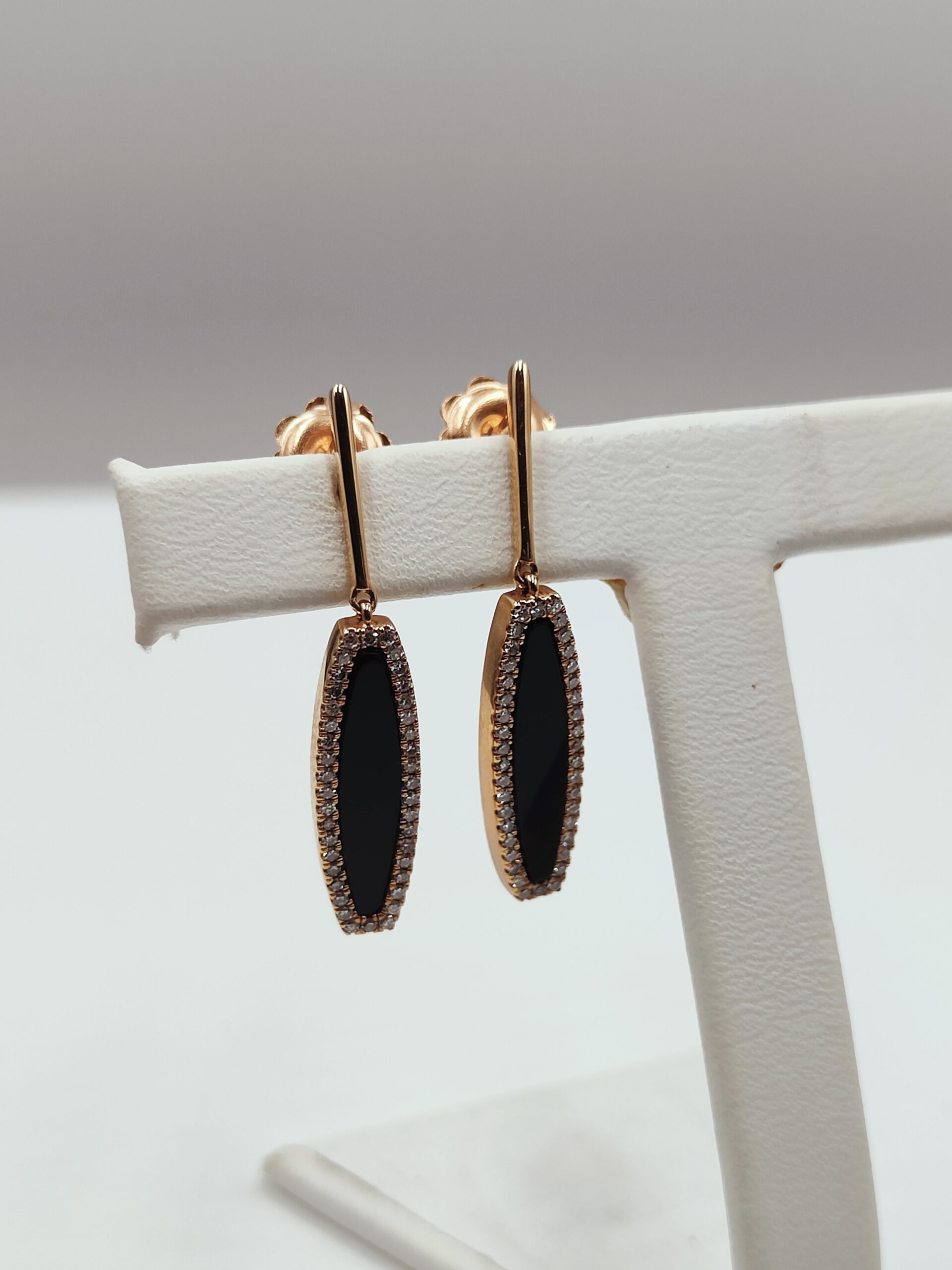 Boucles d'oreilles Onyx et Diamants