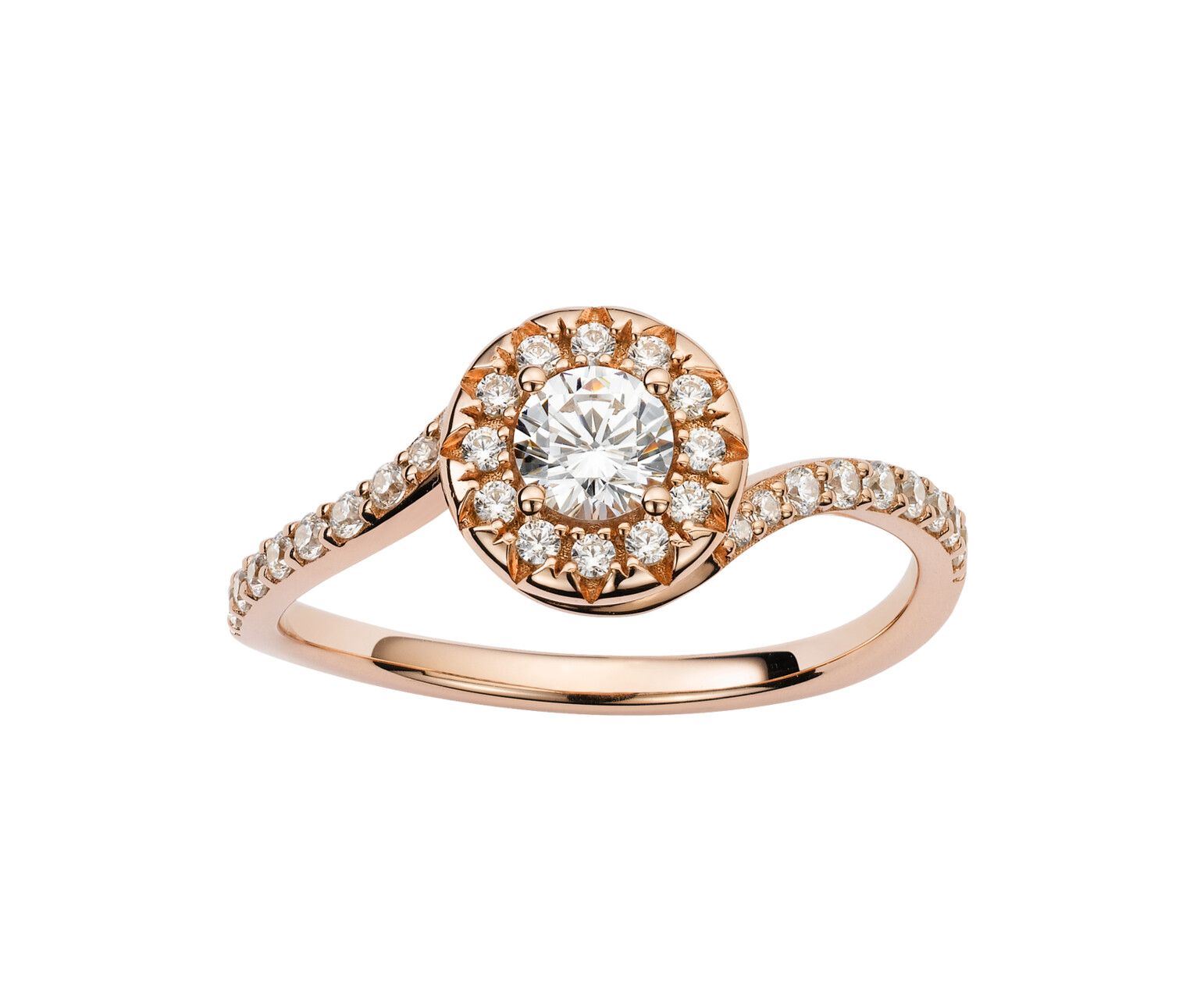 Solitaire Or Rose Diamants Vrille