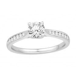 Solitaire Or Blanc Accompagné 0.40ct