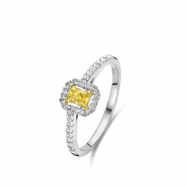 Bague Prestige En Or Blanc Et Diamant Jaune