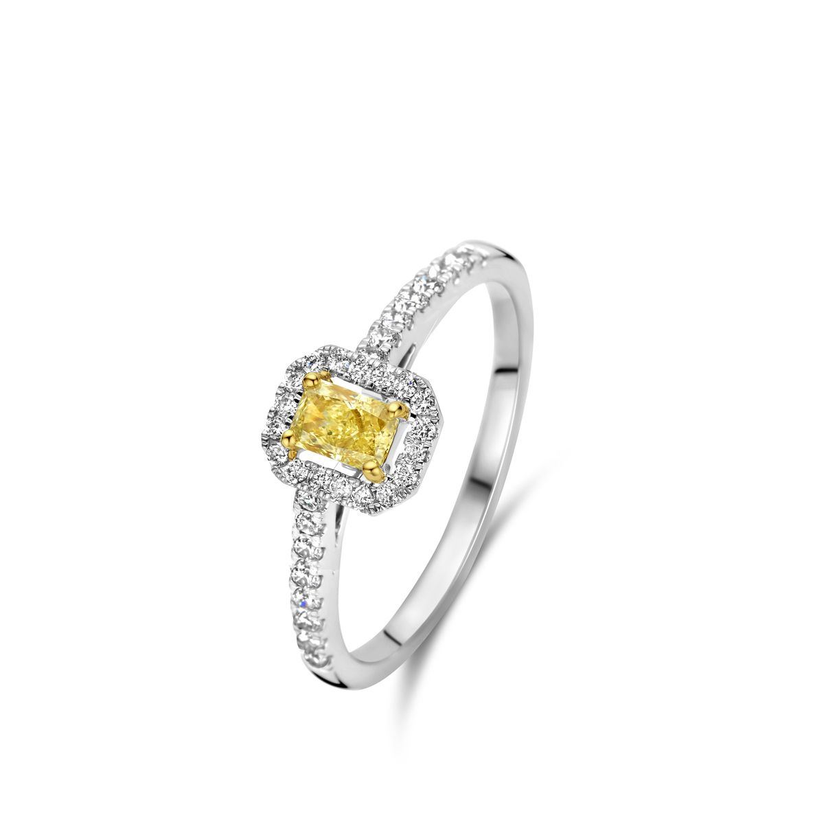 Bague Prestige En Or Blanc Et Diamant Jaune