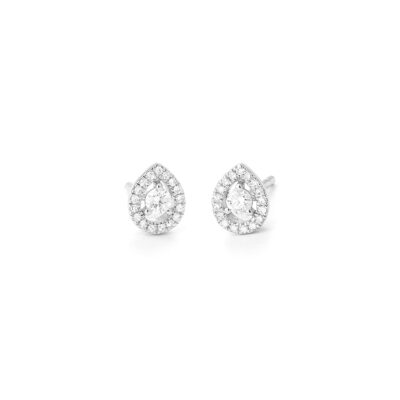 Boucles d'Oreille Or Blanc Motif Goutte