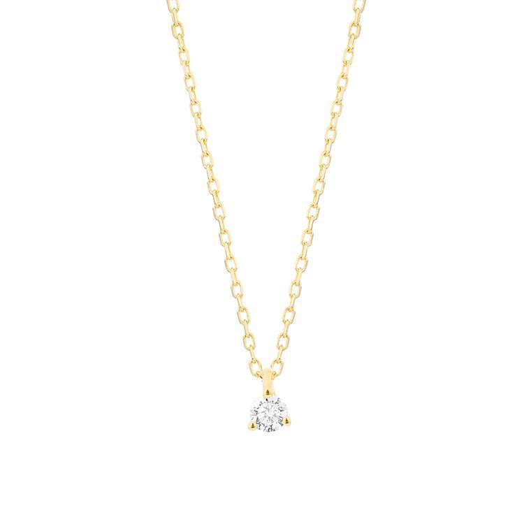 Collier En Or Jaune - Solitaire Diamant