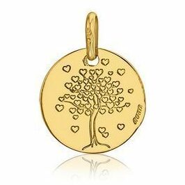 Médaille Or Jaune Arbre De Vie Rond 16mm