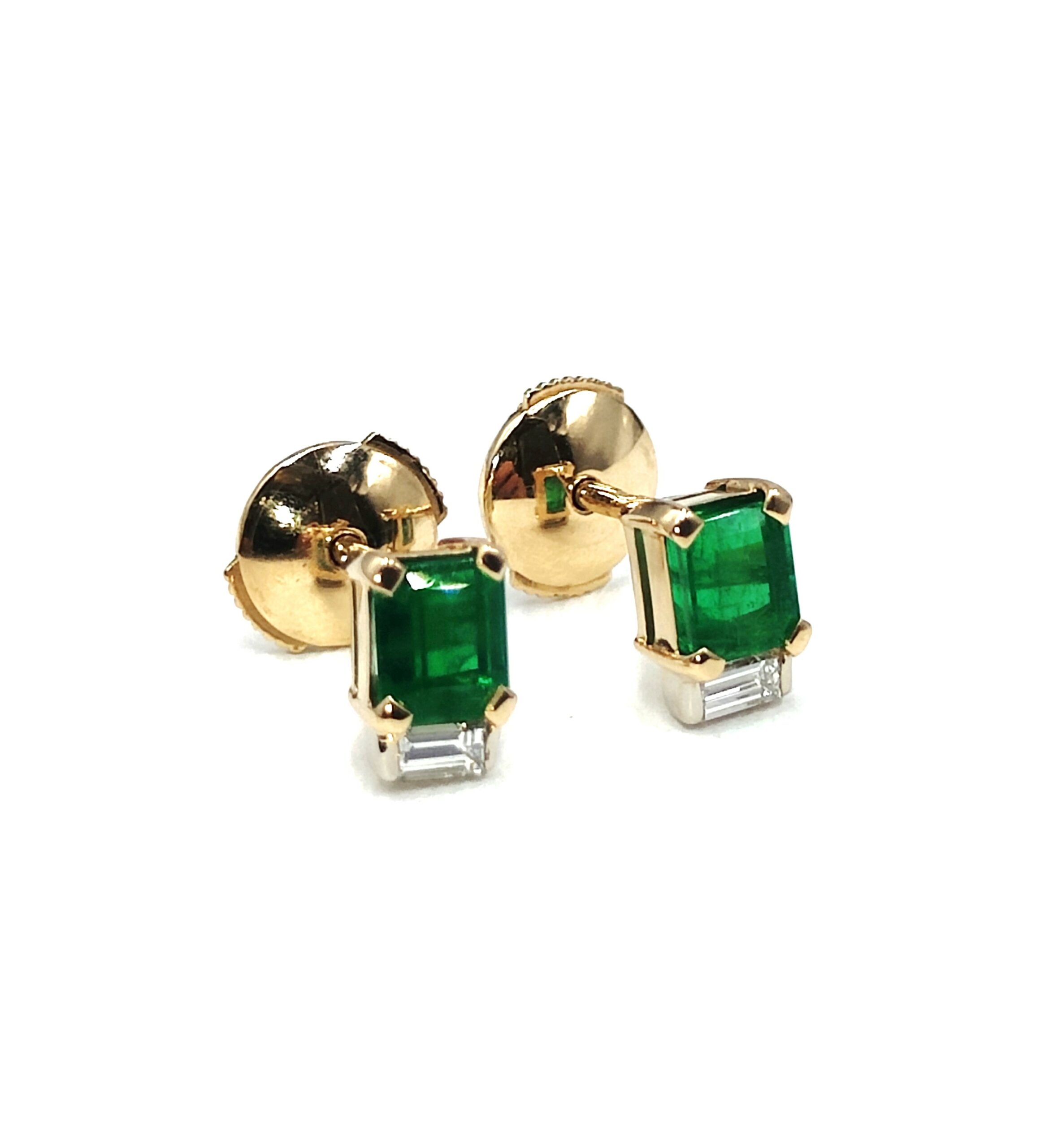 Boucles d'oreilles Emeraudes et Diamants - Occasion