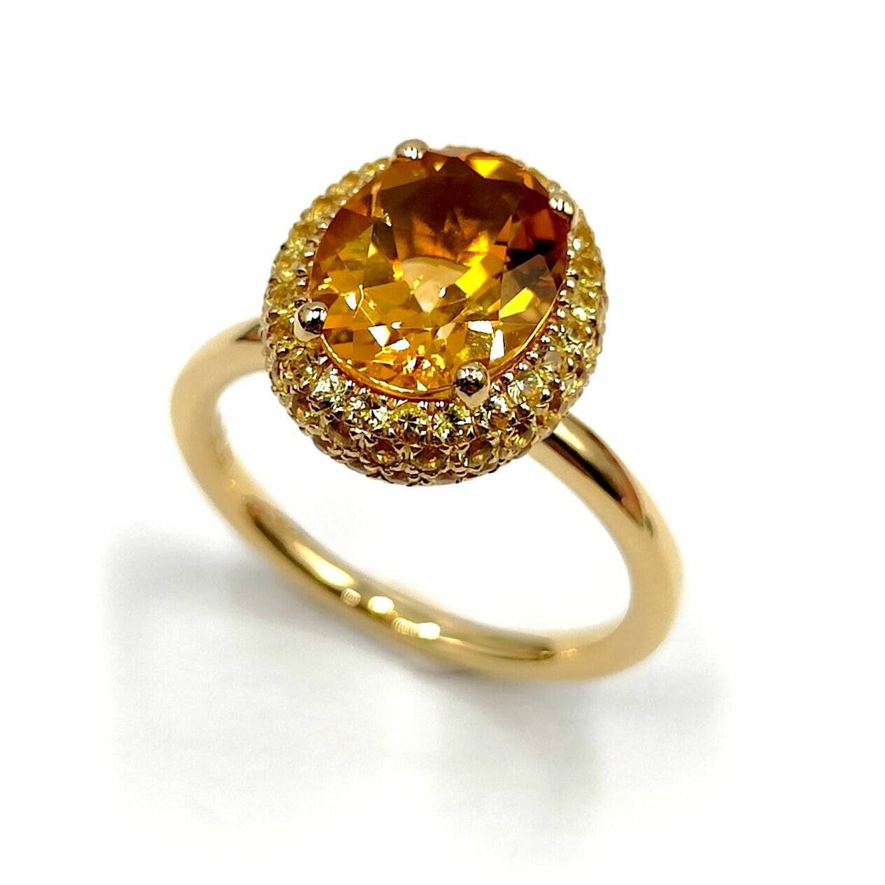 Bague Or Jaune Saphir Jaune Et Citrine