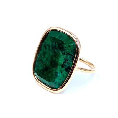 bague en or rose collection riviere _serti d'une malachite