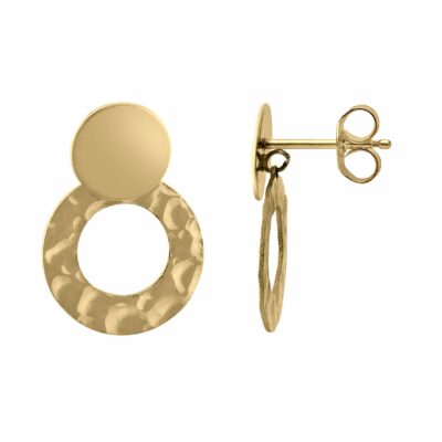 boucles d oreilles or jaune martelees