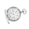 montre de poche en laiton argenté avec cadran blanc à chiffres romains et date à 6 heures