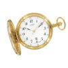Montre de poche en laiton doré avec couvercle, cadran blanc, chiffres arabes et date à 6h