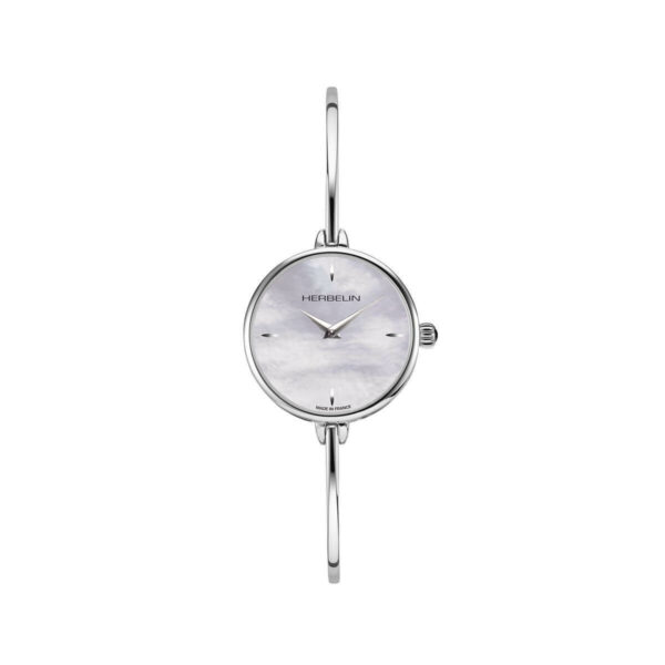 Montre Herbelin jonc en acier avec cadran nacré blanc et boîtier rond