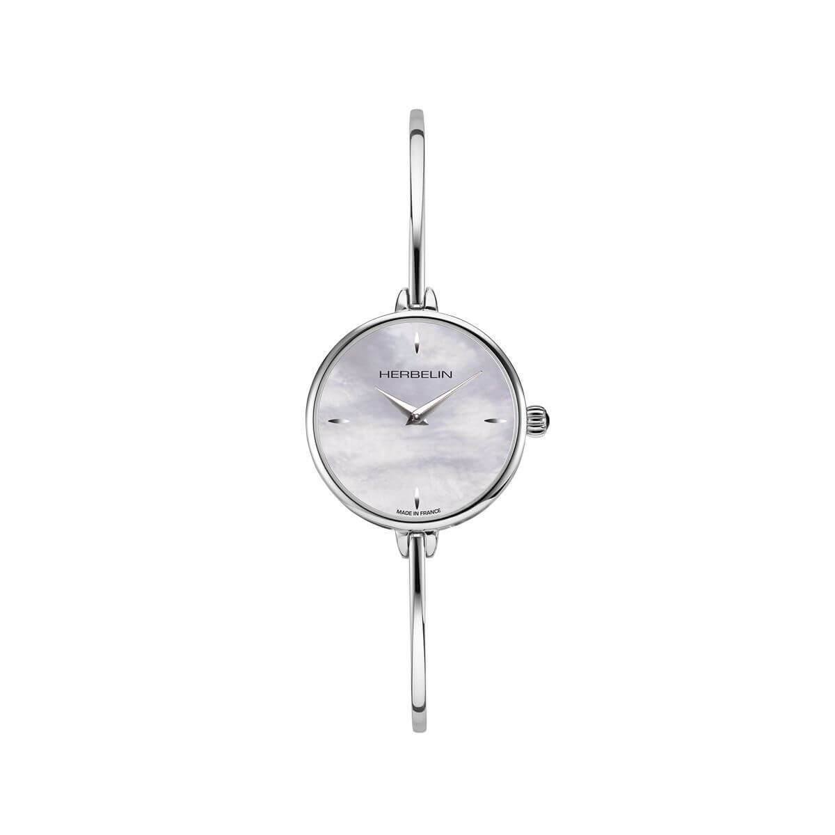 Montre Herbelin jonc en acier avec cadran nacré blanc et boîtier rond