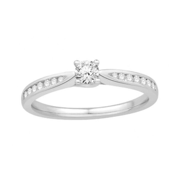 solitaire diamant or blanc 18 carats pavage épaulement bijouterie mohedano