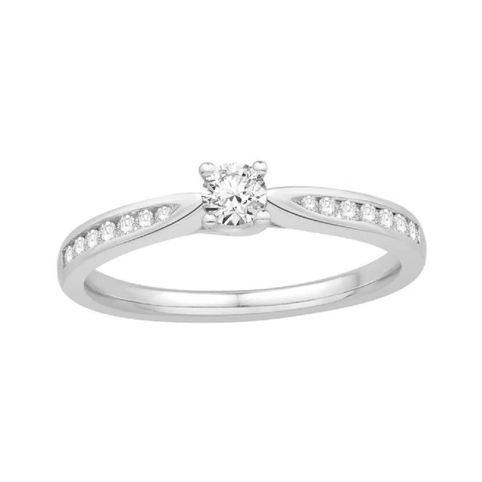 solitaire diamant or blanc 18 carats pavage épaulement bijouterie mohedano