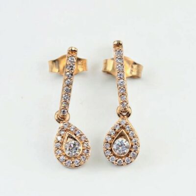 BOUCLES D oreilles diamants sur or rose