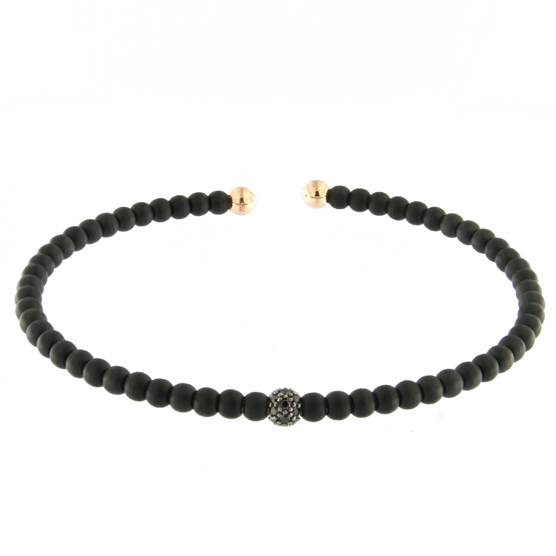 Bracelet mixte Jaibor Céramique noire, or et diamants noirs