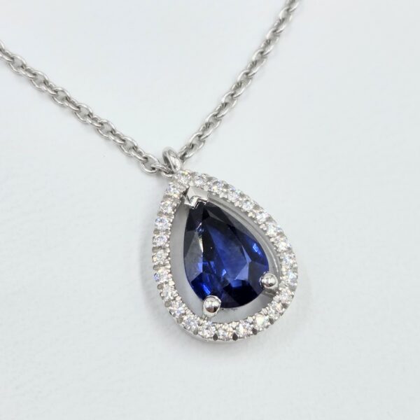 collier saphir et diamants sur or blanc bijouterie mohedano