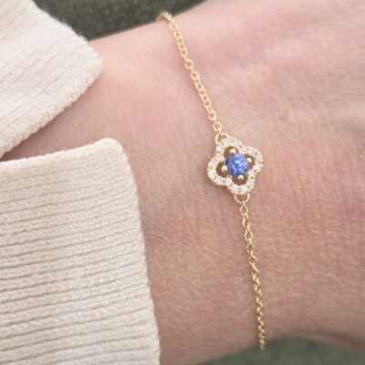 bracelet or jaune saphir et diamants