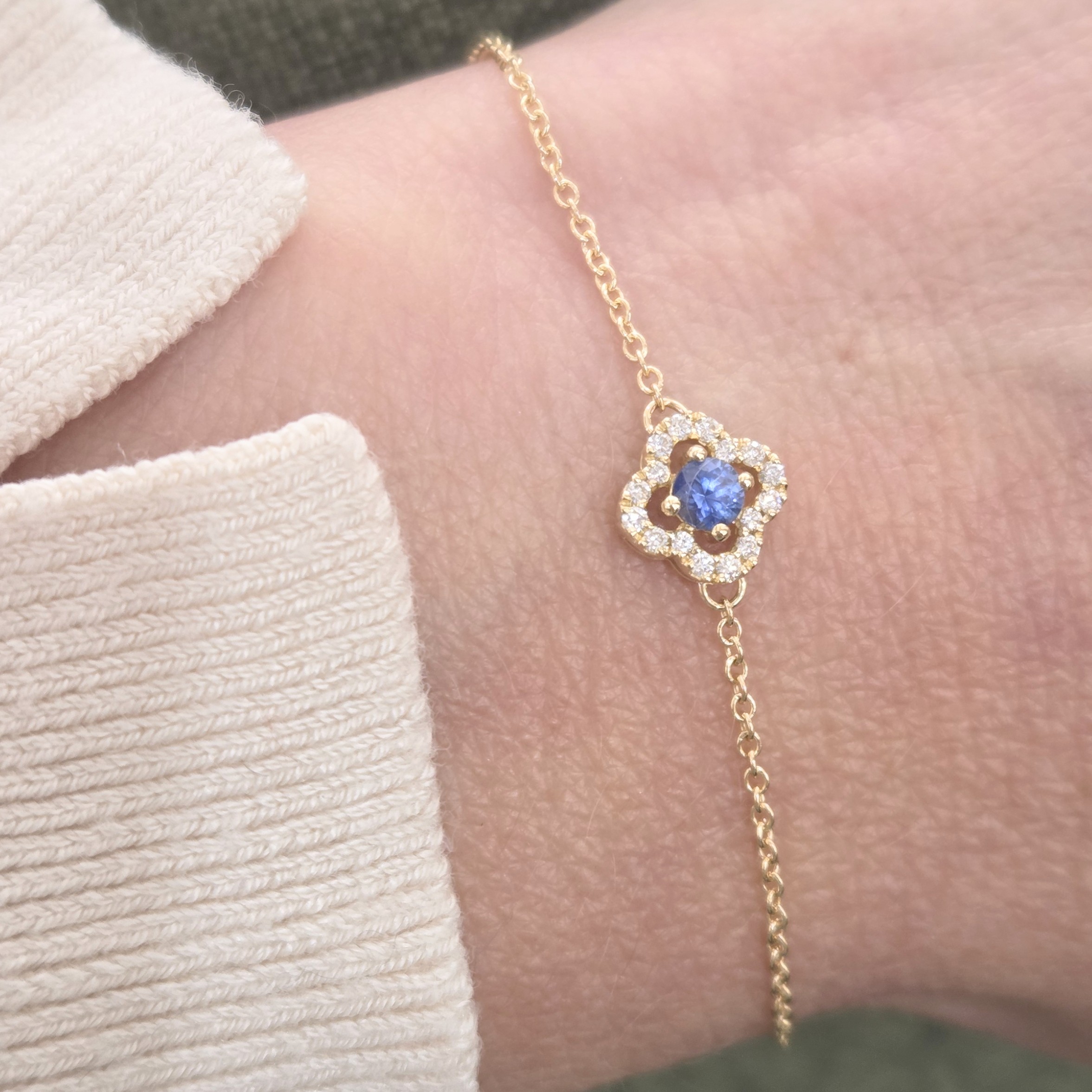 bracelet or jaune saphir et diamants