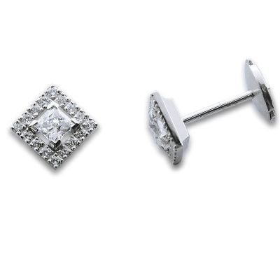 puces diamants princesse or blanc