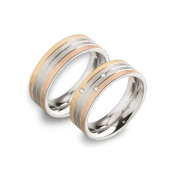 duo de bagues en titane avec ou sans diamants - bijouterie mohedano