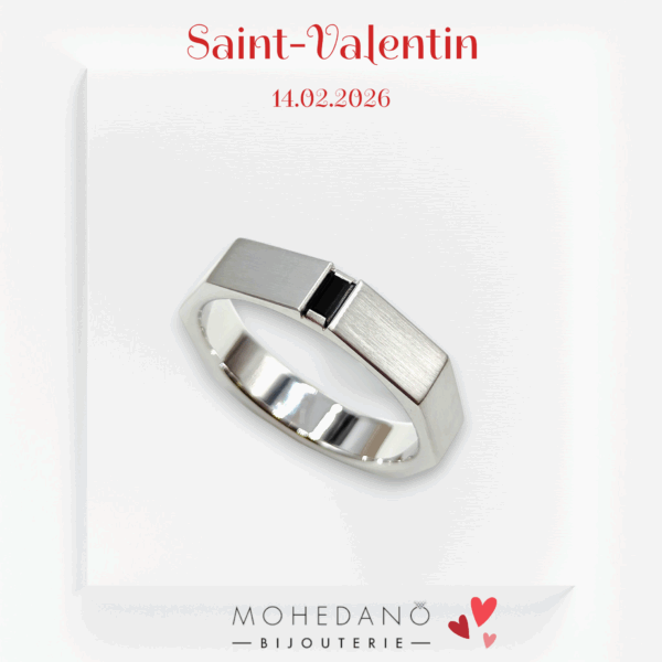 Bague or blanc et spinelle octogone Bijouterie mohedano