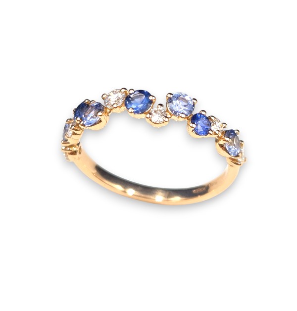 Bague ou alliance diamants et saphirs