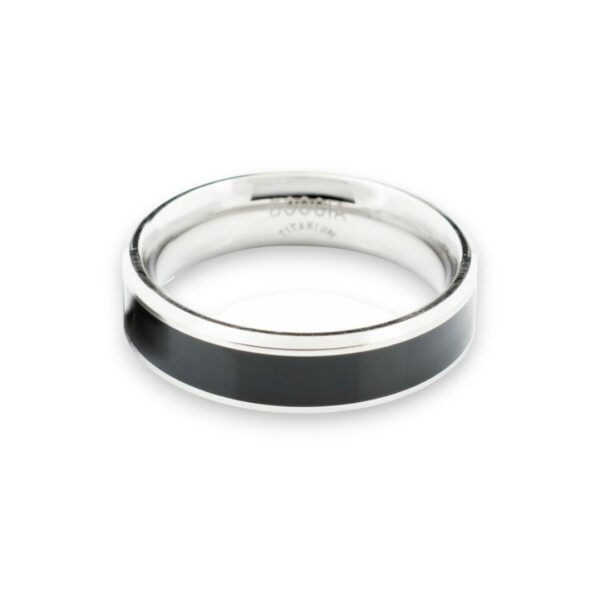bague titane pur et émail noir