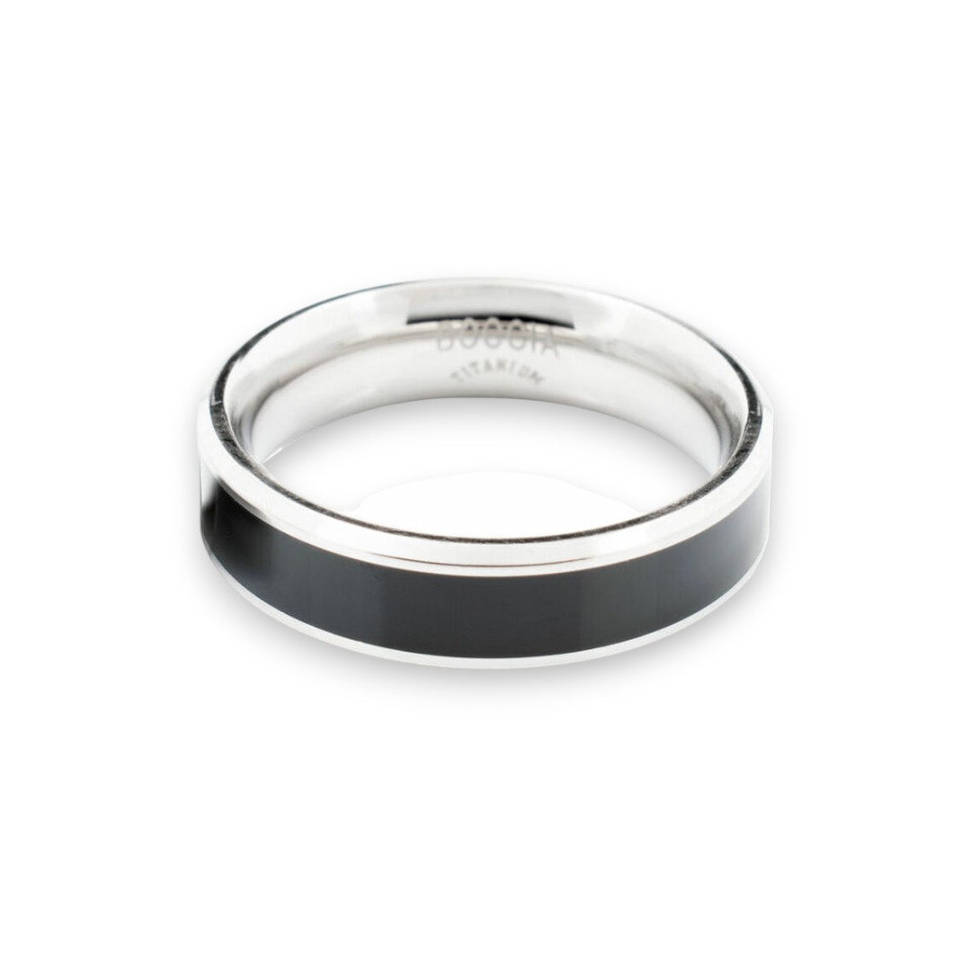 bague titane pur et émail noir