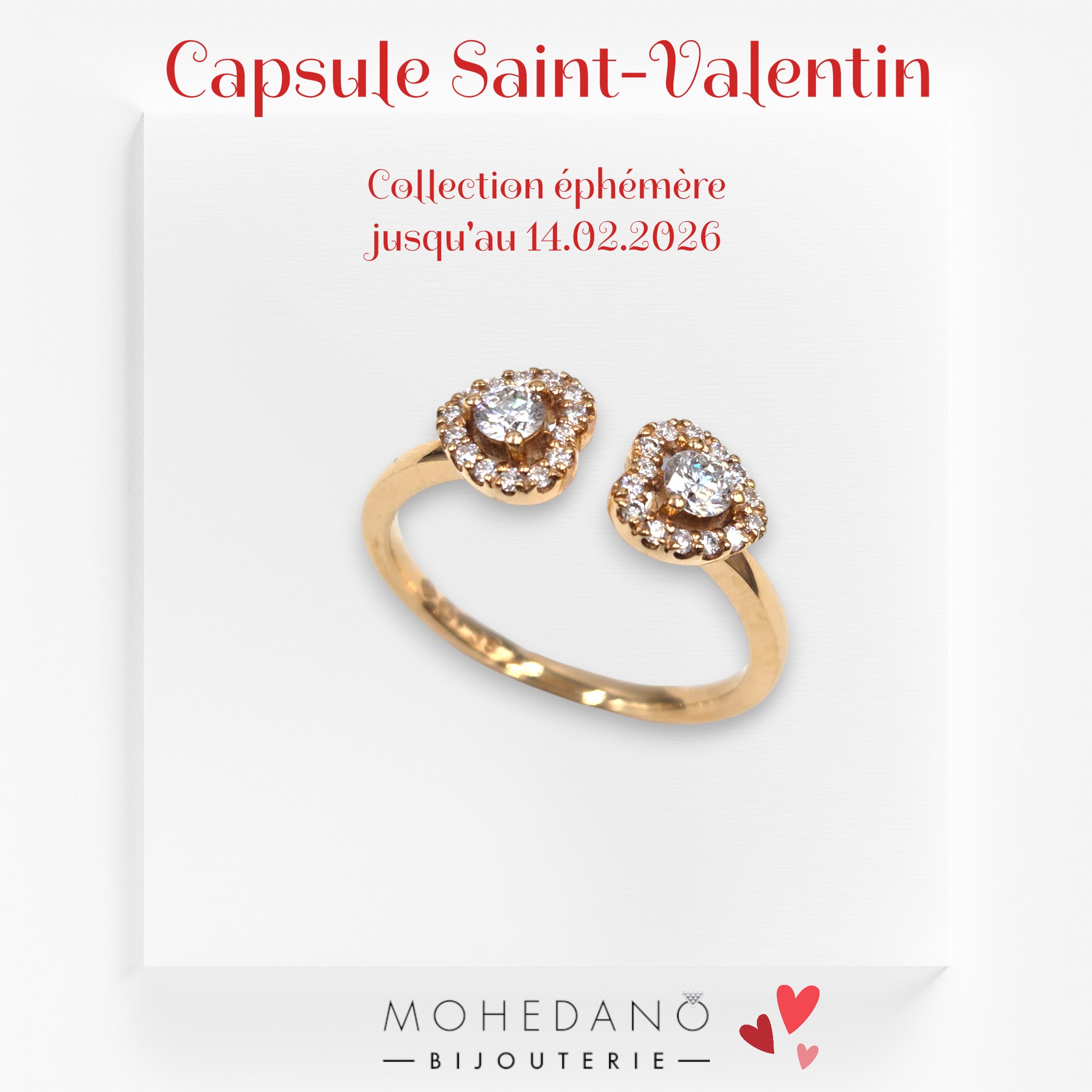 Capsule St Valentin - Bague toi et moi or rose et diamants