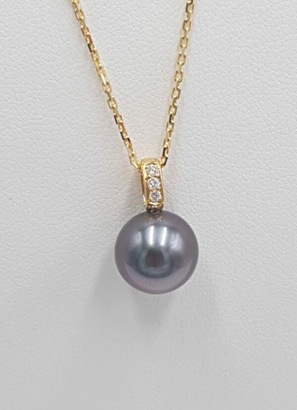 Pendentif or jaune perle de Tahiti et Diamants