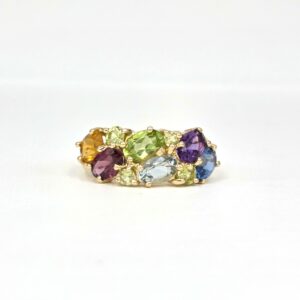 Bague d'occasion or jaune - Muli pierres fines – Image 3