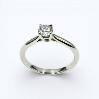 Solitaire "Belle époque" Diamant 0,40 ct sur or blanc