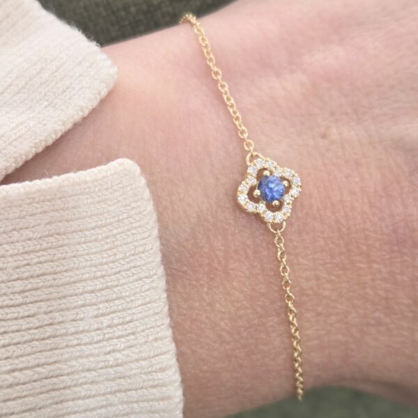 Bracelet Trèfle en or jaune - Saphir et Diamants
