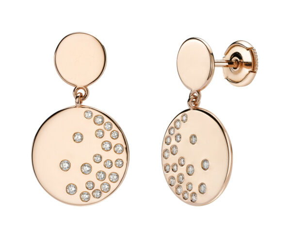 Boucles d'oreilles or rose et diamants