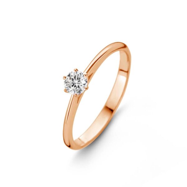 Solitaire or rose diamant serti 6 griffes
