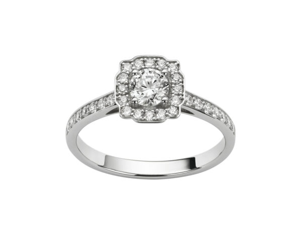 Bague de fiançailles Lotus or blanc - Diamants