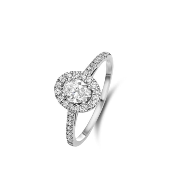 Solitaire or blanc diamant ovale 0.30ct