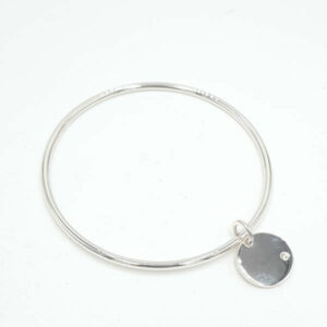 Bracelet Jonc Argent Fil Rond Pampille – Image 1