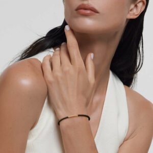 Bracelet Mixte Céramique noire et or rose – Image 3